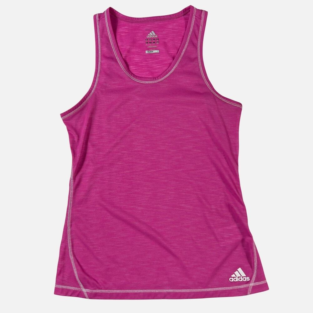 Adidas Climalite Tank Top Womens Medium Pink Space Dye Racerback Activewear